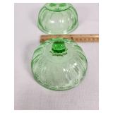 Vintage Green Depression Glass Butter Dish with Lid