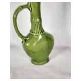 Norleans Japan Green Ceramic Pitcher with Yellow Flower Design