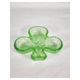 Green Glass Clover-Shaped Dish