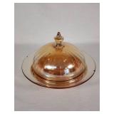 Amber Glass Butter Dish with Lid