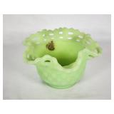 Fenton Jadeite Basketweave Pattern Glass Bowl