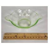 Vaseline Glass Green Depression Era Bowl