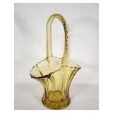 Amber Glass Basket Vase