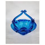 Blue Murano Glass Basket Vase