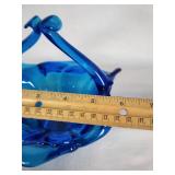 Blue Murano Glass Basket Vase