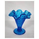 Fenton Blue Hobnail Glass Vase