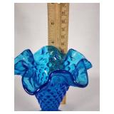 Fenton Blue Hobnail Glass Vase