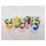 Set of Vintage Fruit-Themed Drinking Glasses