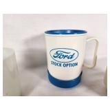 Lot of Commemorative Mugs Including State Bank of Bird Island, Ford Stock Option, KLGR, and Fidelity State Bank of Hector