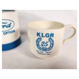 Lot of Commemorative Mugs Including State Bank of Bird Island, Ford Stock Option, KLGR, and Fidelity State Bank of Hector