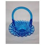 Handblown Blue Glass Basket