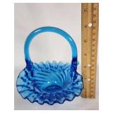 Handblown Blue Glass Basket
