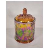 Vintage Carnival Glass Jar with Lid about 7"