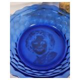 Vintage Plates and Bowls Collection including Brody Co. Green Glass Bowl, Harvest F46 N6 Plate, Trellis Plate, and Japan Green Bowl