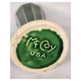 McCoy USA Green Pottery Vase with Grape Design - 7"