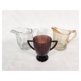 Glass Creamers and Sugar Bowl