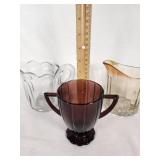 Glass Creamers and Sugar Bowl