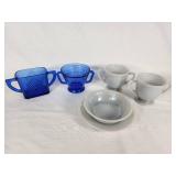 Hazel Atlas Cobalt Blue & Fire-King Gray Laurel Lusterware