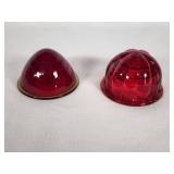 Vintage Red Glass Automotive Lenses - Beehive & Watermelon Styles