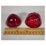 Vintage Red Glass Automotive Lenses - Beehive & Watermelon Styles