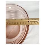 Pink Depression Glass Plates and Bowl Set including Patterned Plates and Serving Bowl