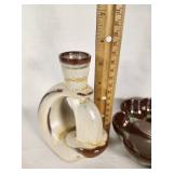 Frankoma Pottery Candle Holder and Leaf Dish Set 223 & 305