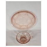 Pink Depression Glass Plate and Cup