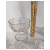 Pressed Glass Serving Dishes and Bowls Set including Pedestal Bowl and Sugar Bowl