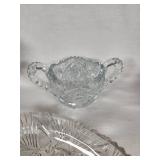 Pressed Glass Serving Dishes and Bowls Set including Pedestal Bowl and Sugar Bowl