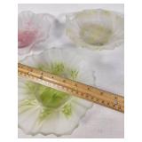 Fenton Glass Bowls in Pink, Green, and Yellow