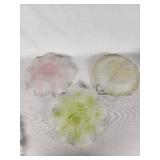 Fenton Glass Bowls in Pink, Green, and Yellow