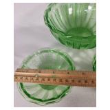 Set of Green Depression Glass Bowls