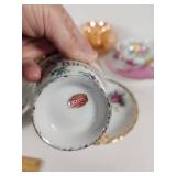 Set of Vintage Teacups and Saucers including Bone China, R & R, and Fire-King