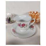 Set of Vintage Teacups and Saucers including Bone China, R & R, and Fire-King