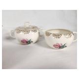 Vintage Kitchenware including Creamer and Sugar Bowl, Strawberry Containers, and Glass Gravy Boats