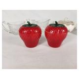 Vintage Kitchenware including Creamer and Sugar Bowl, Strawberry Containers, and Glass Gravy Boats