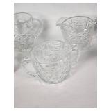 Cut Glass Creamers and Sugar Bowls with Hand-Painted Japan Porcelain