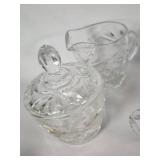 Cut Glass Creamers and Sugar Bowls with Hand-Painted Japan Porcelain