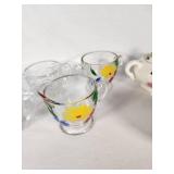 Set of Floral and Glass Creamers and Sugar Bowls