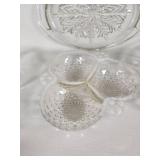 Lot of Clear Glass Serving Dishes and Divided Bowls, Various Designs