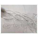 Lot of Vintage Glassware with Silver Trim Including Wine and Cocktail Glasses