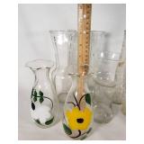 Glass Vases Including Floral Designs and Clear Patterns