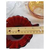Vintage Glass Bowls - Clear, Amber, and Ruby Red