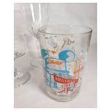 Glassware Lot including Disney Themed Glasses and Wine Glasses