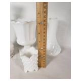 Milk Glass Lot including Vases and Compote Including Fenton