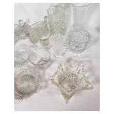 Glassware Lot including Decanters, Vases, and Bowls
