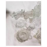 Glassware Lot including Decanters, Vases, and Bowls