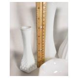 Lot of Vintage Milk Glass Vases and Bowls