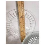 Lot of Vintage Glassware Including Plates, Fan-Shaped Dishes, and a Covered Dish