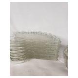 Lot of Vintage Glassware Including Plates, Fan-Shaped Dishes, and a Covered Dish